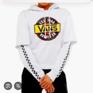 Vans White Sweater with Iconic Checkerboard Design